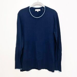 White + Warren Tipped Crewneck Sweater